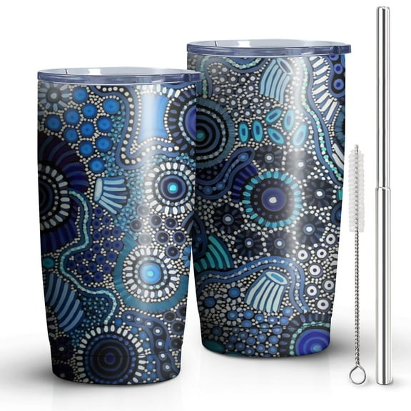 20oz Tumbler with Lid and Straw Stainless Boho12 Steel Vacuum Insulated Water Coffee Tumbler Cup, Double Wall Vacuum Insulated Travel Mug Reusable Tumblers for Ice Drinks, Hot Beverage