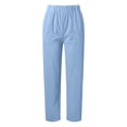 thumbnail image 5 of Womens Stretch Pants Elastic Waist Loose Casual Straight Leg Trousers with Pockets, 5 of 5