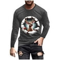 thumbnail image 2 of Donemore Men's Christmas Reindeer Print Casual Long Sleeve Shirt Soft Polyester-Cotton Blend Loose Fit Top for Holiday & Daily Wear, 2 of 5