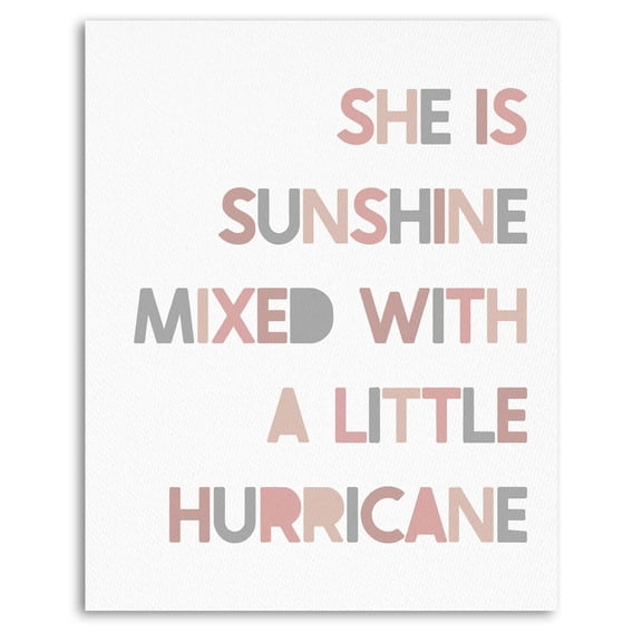 Baby Girl Nursery Decor poster Boho Nursery Decor for Girl, She is Sunshine Mixed with a Little Hurricane Poster Wall Art Prints for Toddler Baby Girl Room Nursery Playroom poster