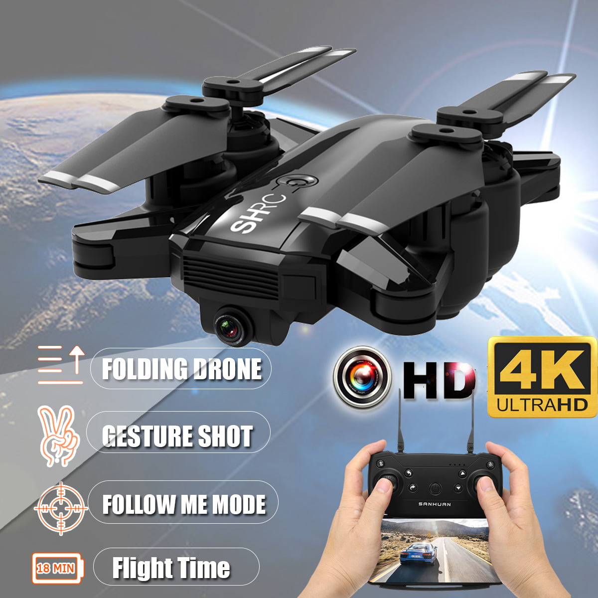 4k Drones Rc Drone X Proselfie Wifi Fpv With 1080p Hd Camera Foldable