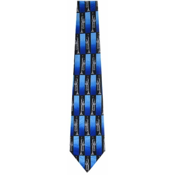 Mens Novelty Trumpet Necktie - Black Blue