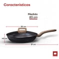 thumbnail image 4 of Sartén Ultrachef con Tapa de Vidrio Templado Revestimiento Antiadherente de Piedra de Alemania 20 cm Master Stone, 4 of 6