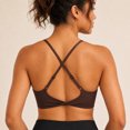 thumbnail image 2 of Carlikeit Women's Twist Cross Back Sports Bra V Neck Workout Yoga Top with Adjustable Straps Removable Pads, 2 of 14