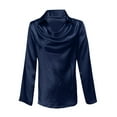 thumbnail image 5 of Women's Flowy Satin Cowl Neck Blouse Long Sleeve Office Wear Wrinkle Resistant Work Tops, 5 of 5