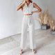 thumbnail image 2 of Trajes de Pantalones Sexy para Mujeres Chaleco de Cuello en V Y Pantalones de Piernas Anchas, Traje de Verano Casual de Color Sólido para el Trabajo Y la Fiesta, 2 of 7