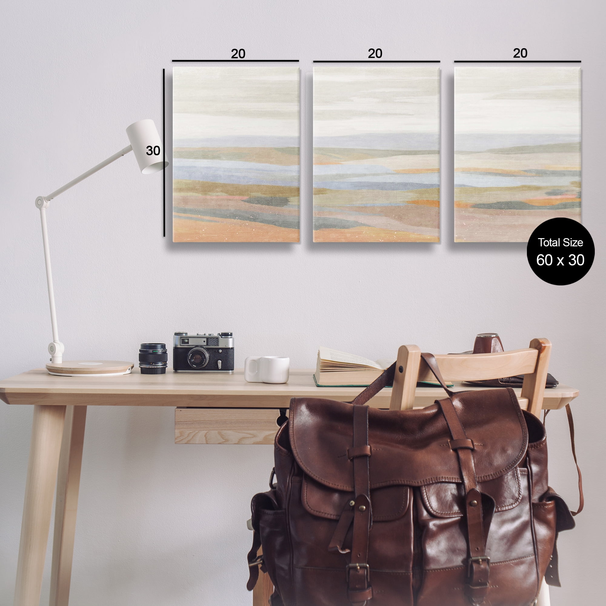 Stupell Industries Beachy Mellow Landscapes Landscape & Nature Painting Wrapped Canvas Art Print Wall Art, 20 x 30, Set of 3