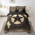 thumbnail image 2 of 7 Pcs Rustic Cow Comforter Set King Size,Western Texas Star Bed in a Bag with Flat Sheet and Fitted Sheet for Cowboy Cowgirl,Cowhide Cow Print Bedding Set with Pillowcase and Sham, 2 of 5