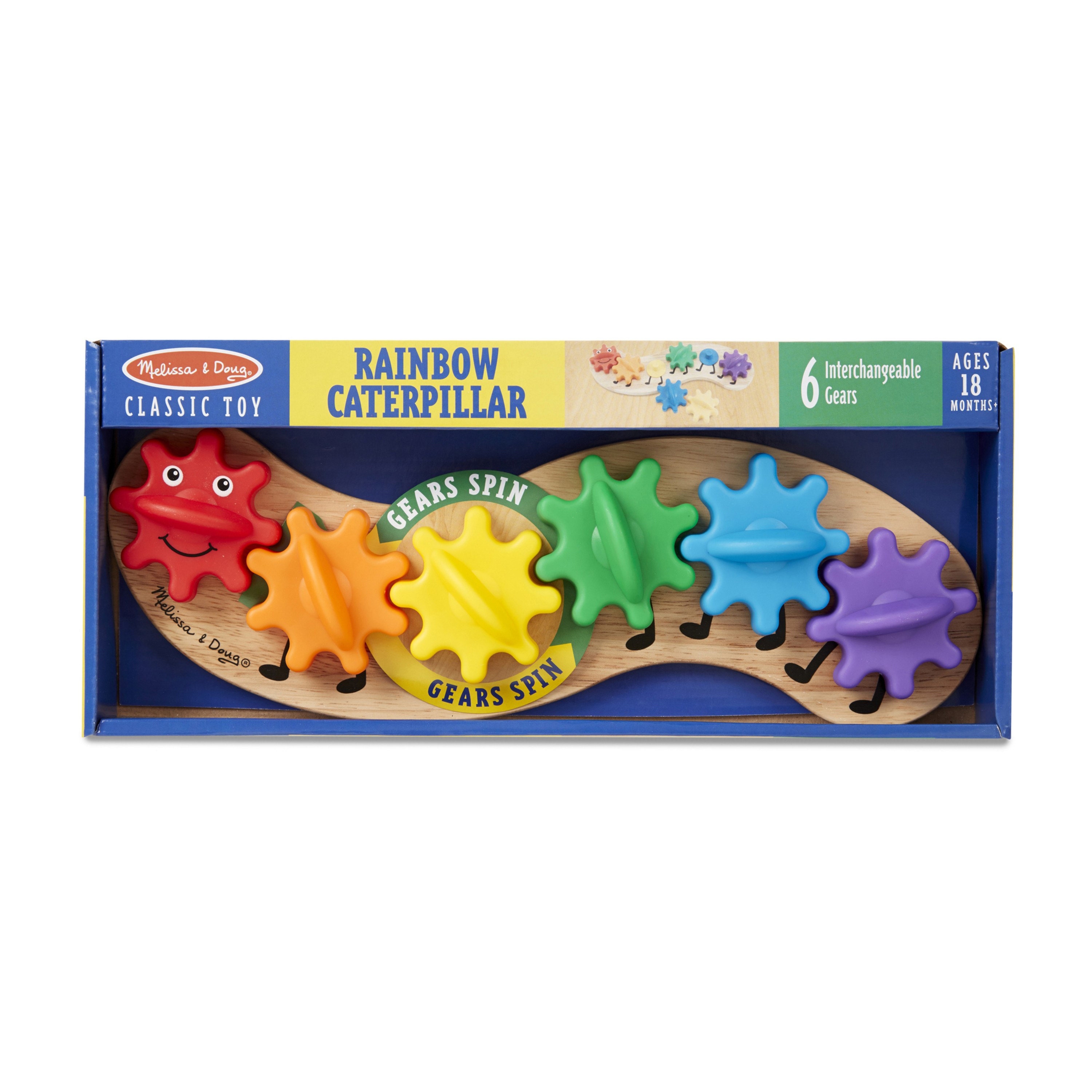 Melissa & Doug Wooden Rainbow Caterpillar Gears Toddler Toy With 6 Interchangeable Gears - image 4 of 10