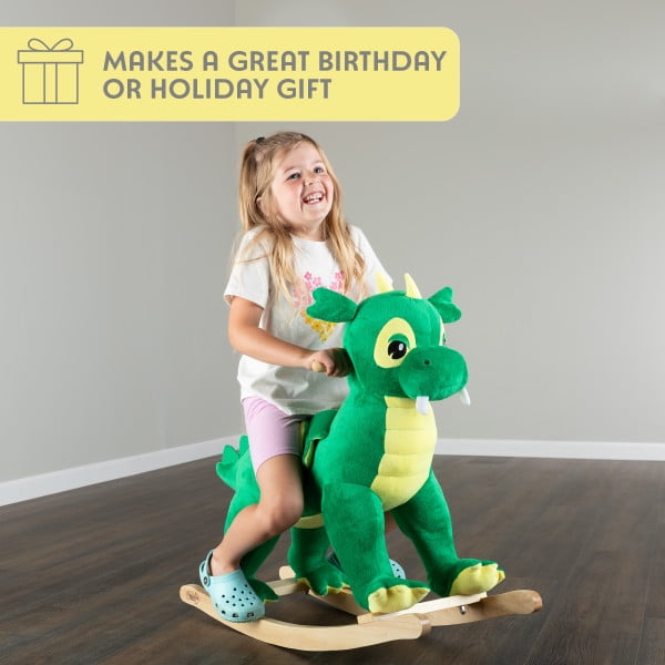 Happy Trails Rocking Horse - Plush Dinosaur Animal Rocker for Ages 3 and Up