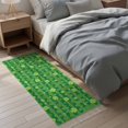 thumbnail image 4 of Area Rug with Tassels 2' x 5', St. Patrick's Day Spring Bright Green Clovers Kitchen Runner Rug for Hallway Bedroom Throw Rugs, Plant on Stripe Soft Door Mat for Bathroom Entrance Living Room, 4 of 9