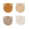 thumbnail image 2 of 4 Pack 4.3 Inch Ear Shape Rope Drink Pads Heat Protection With Storage Stand For Kitchen Table, 2 of 6