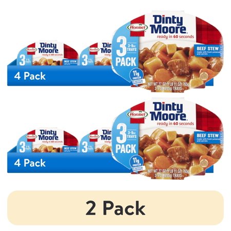 (2 pack) DINTY MOORE Beef Stew, Shelf-Stable, 12 Grams Protein, 9 oz Plastic Microwaveable Tray (3 Pack)