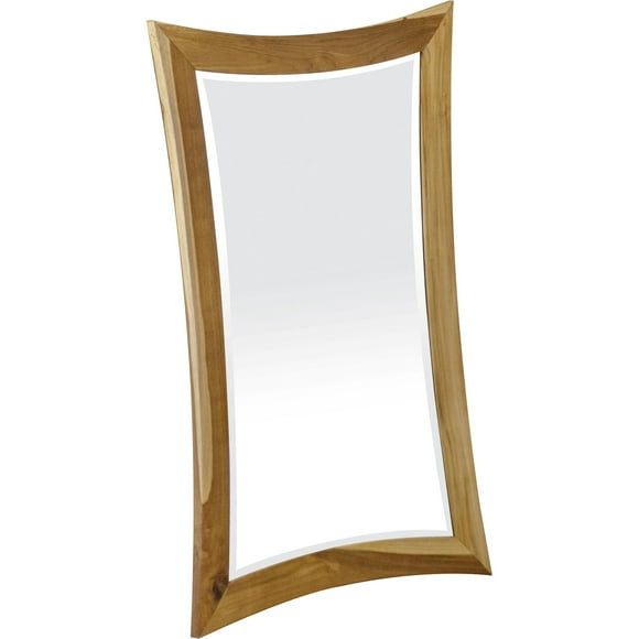 homeroots bed & bath 376660 Modern Curves Solid Teak Wall Mirror in Natural Finish