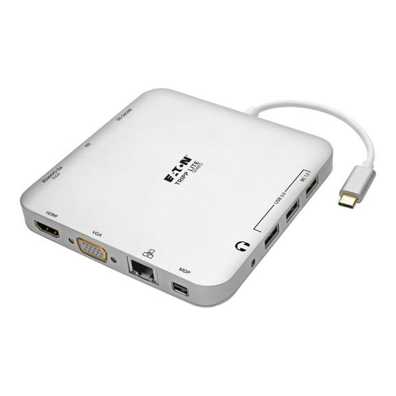 Tripp Lite USB C Docking Station w/ USB Hub mDP HDMI VGA GbE PD Charging 4K (U442-DOCK2-S)
