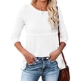 thumbnail image 5 of Women's Waffle Fashion Back Hollow Round Neck Long Sleeve Top, 5 of 6