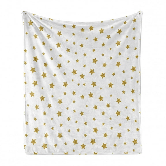 Star Soft Flannel Fleece Throw Blanket, Stars Pattern Illustration Creative Birthday Bachelorette Themed Print, Cozy Plush for Indoor and Outdoor Use, 60" x 80", Yellow and White, by Ambesonne