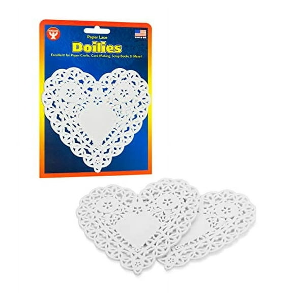 Hygloss Products Heart Paper Doilies, 4" White Lace Doily for Decorations, Crafts, Parties, 100 Pack