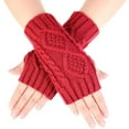 thumbnail image 2 of Women Winter Warm Knit Fingerless Gloves Hand Crochet Thumbhole Arm Warmers Mittens, 2 of 7