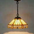 thumbnail image 3 of Tiffany Lamp Shade Replacement W12H6 Inch Yellow Stained Glass Mission Hexagon Style For Table Lamp Ceiling Fixture Pendant Light S011  Parent Lover Kid Bedroom Study Desk Bedside Nightstand, 3 of 5