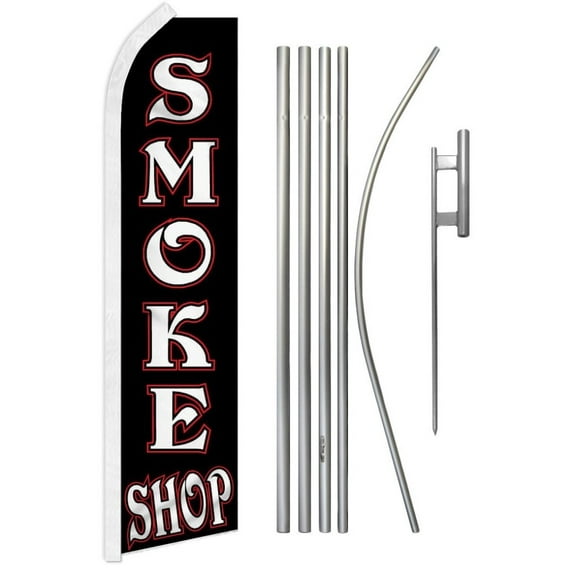 Smoke Shop (Black) Super Flag & Pole Kit