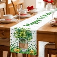 thumbnail image 5 of Happy St. Patrick's Day Table Runner - 60 Inch Long Spring Green Lucky Clovers Leaf Cotton and Linen Blended Dress Scarves Farmhouse Table Runner for Kitchen Dining, Coffee Table, 13" x 60", 5 of 8
