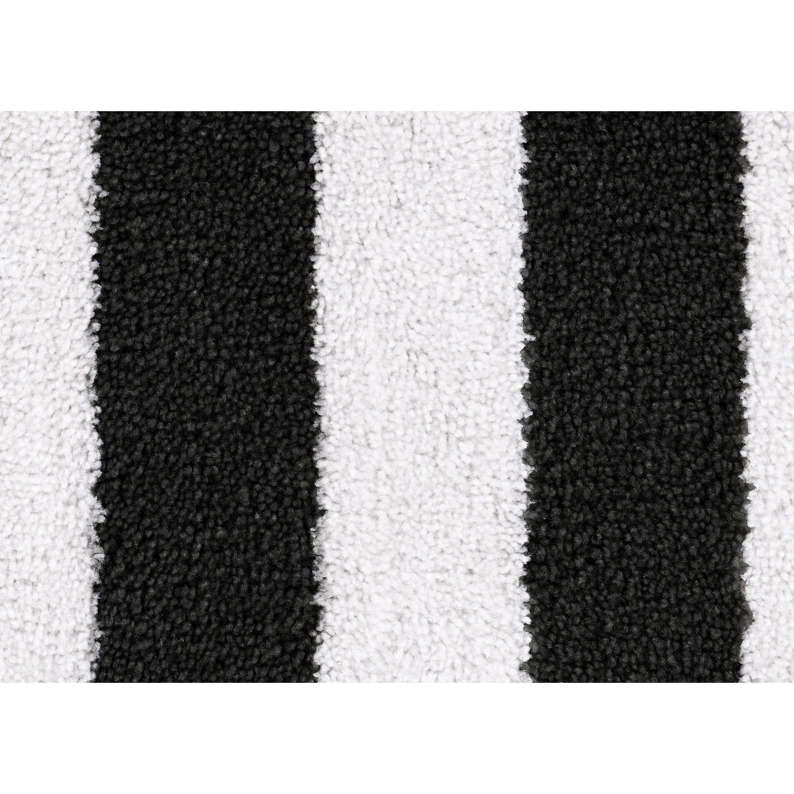 Garland Rug Beach Stripe Washable Black/White Bathroom Rug, 21" x 34"
