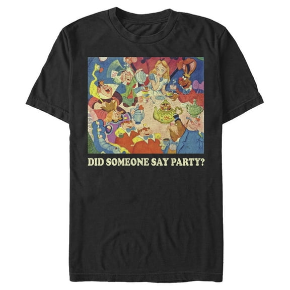 Men's Alice in Wonderland Did Someone say Party Graphic Tee Black Medium