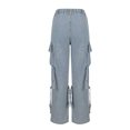 thumbnail image 5 of Clearance Women Pants Wide Leg Cargo Jeans Loose Straight Leg Trendy Boyfriend Jeans Trendy Streetwear Casual Denim Pants, 5 of 6