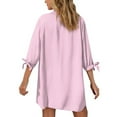 thumbnail image 4 of SCRAWLGOD Pink Panda 3/4 Sleeve Cardigan Shirt for Women Purple T Shirt Cardigan for Women Lightweight Button Down Shirts Plus Size Cardigan for Women S, 4 of 7