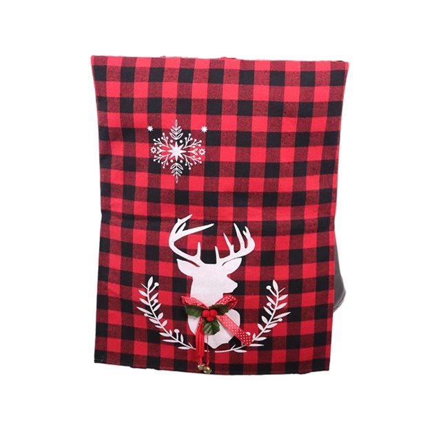 Funda navideña para silla, estilo nórdico, patrón de alce navideño con campana, muebles, decoración para sala de estar, funda, accesorios Kits de decoración para fiestas Rejilla roja negra Inteprter HA069866-02