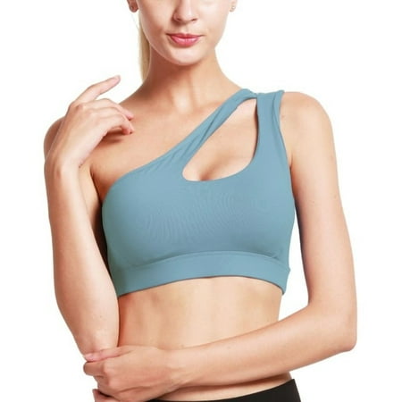 

ANXINDABX One Shoulder Yoga Bras Women Sports Top Crop Athletic Vest Push Up Underwear BH Sports Bra Sportswear Wire Free Gym Shirts
