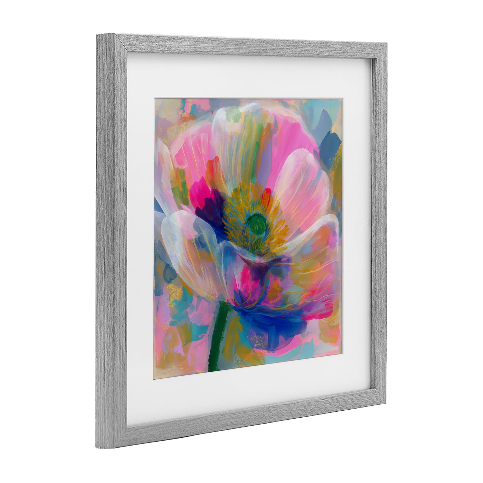 Stupell Industries Backlit Kaleidoscopic Poppy Gray Framed Print Under Glass, design by Chromatic Storm Studio