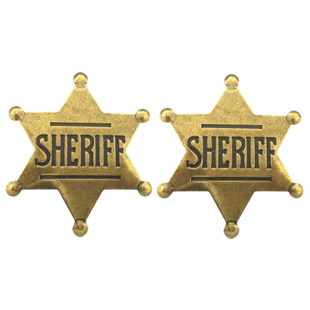 2 Pack 2.6 Inch Mental Western Sheriff Badge for Kids Party Favors Supplies, School Carnival Prizes, Party Bag Gift Fillers