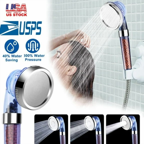Ionic Filtration Shower Head Handheld Spray High Pressure Water Saving Bathing