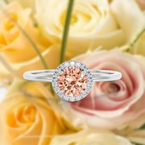Fairy Minimalist 1.25 Carat Round Cut Morganite And Diamond Moissanite Engagement Ring, Classic Halo Wedding Ring in 925 Sterling Silver With 18k White Gold Plating Gift For Her, Promise Ring