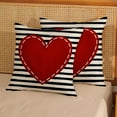 thumbnail image 2 of Valentines Day Pillow Covers 18x18 Inch Set of 2, Valentines Decor Linen Pillowcase Stripes Red Love Heart Valentines Throw Pillows Anniversary Decorative Outdoor Cushion Case for Sofa Couch, 2 of 6