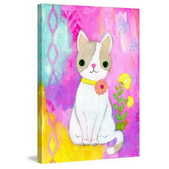 Marmont Hill "White Kitty" by Jill Lambert Painting Print on Wrapped Canvas
