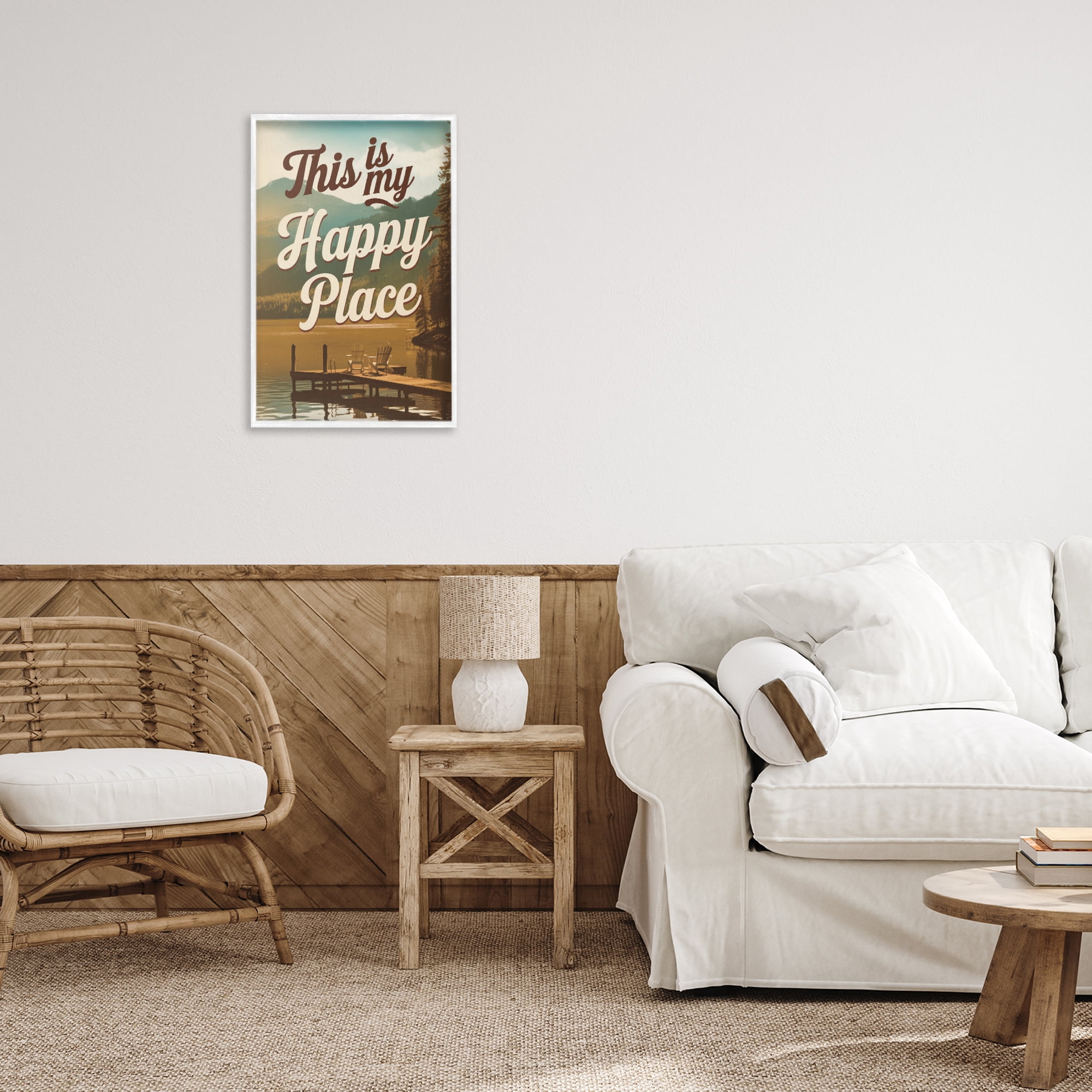 Stupell Industries Vintage My Happy Place White Framed Giclee Art, design by Andreas Magnusson