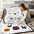 thumbnail image 3 of 120x80cm Halloween DIY Coloring Throw Blanket For Adults Washable Bed Cover With 50ml Marker Pens Black Tone, 3 of 6