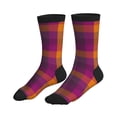 thumbnail image 4 of Crew Socks for Women Men, Purple Yellow Buffalo Plaid  Moisture Running Athletic Football Striped Socks Cushion Tube Socks, 4 of 7