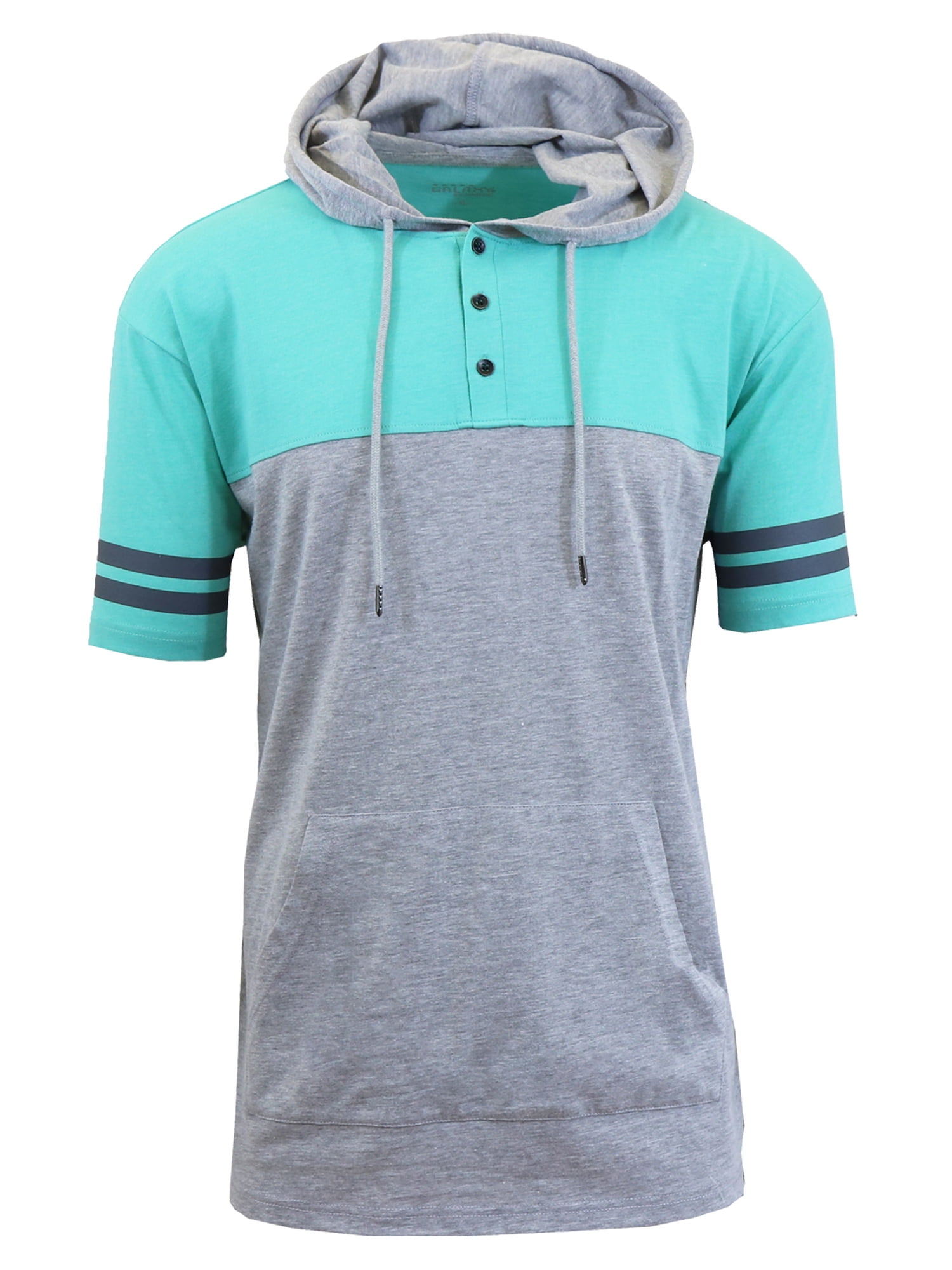 Men's Marled Henley Hoodie With Contrast Trim