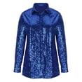 thumbnail image 3 of AherBiu Sequin Shirts for Women Long Sleeve Lapel V Neck Sparkly Oversized Party Tops Glitter Blouse Club Wear, 3 of 5