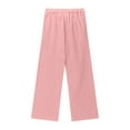 thumbnail image 4 of Ltctricy Girls' Capri Casual Pants Elastic Waist Drawstring Cropped Wide Leg Pants Loose Beach Trousers with Pockets(Pink,13-14 Years), 4 of 6