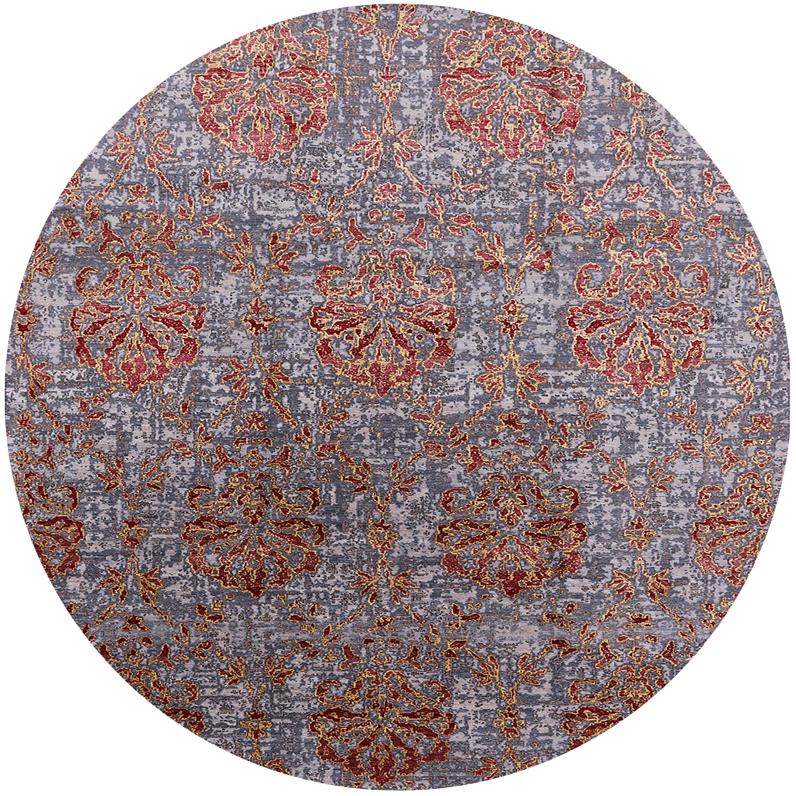 Ahgly Company Indoor Round Mid-Century Modern Maroon Purple Oriental ...