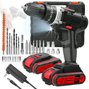 21V Cordless Drill and Impact Driver 1300mAh Wireless Rechargeable Hand Drills for Home DIY and Outdoor Carrying