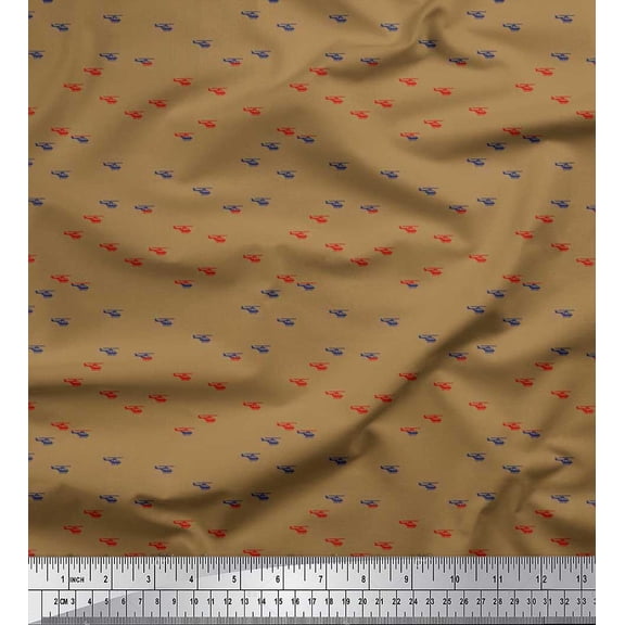Soimoi Cotton Duck Fabric Helicopter Shirting Print Fabric by The Yard 42 Inch Wide
