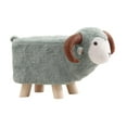 thumbnail image 2 of Reposapiés de animales para decoración del hogar, cómodo reposapiés de dibujos animados con patas de madera, otomano Verde gris, 2 of 9