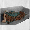 thumbnail image 6 of Psychedelic Soft Flannel Fleece Throw Blanket, Round Flowers Floral Patterns Surreal Motif Boho Hippie Style Image, Cozy Plush for Indoor and Outdoor Use, 50" x 60", Teal Orange, by Ambesonne, 6 of 6