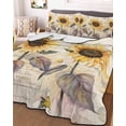 thumbnail image 2 of Quilts Full Size, Sunflower Vintage Soft Comforter Bedding Set for Bed, Farmhouse Botanical Floral Butterfly Lightweight Quilted Bedspread with Pillow Cover(2 Pieces) for All Season, 78x90 Inch, 2 of 6